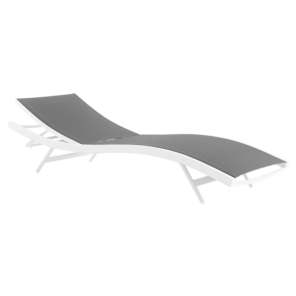 Glimpse Outdoor Patio Mesh Chaise Lounge Chair in White Gray