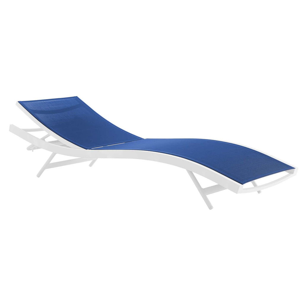 Glimpse Outdoor Patio Mesh Chaise Lounge Chair in White Navy