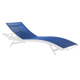 Glimpse Outdoor Patio Mesh Chaise Lounge Chair in White Navy