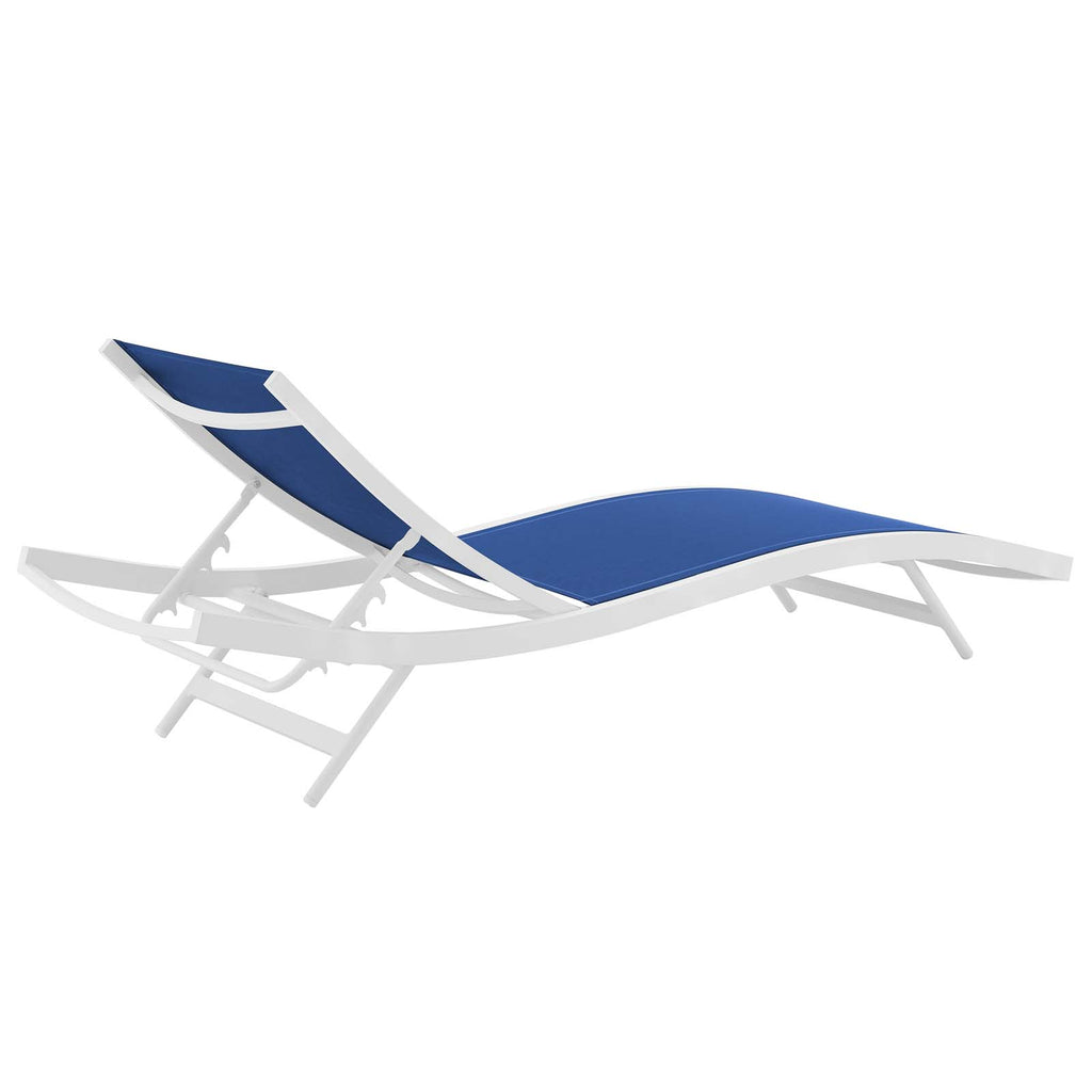 Glimpse Outdoor Patio Mesh Chaise Lounge Chair in White Navy