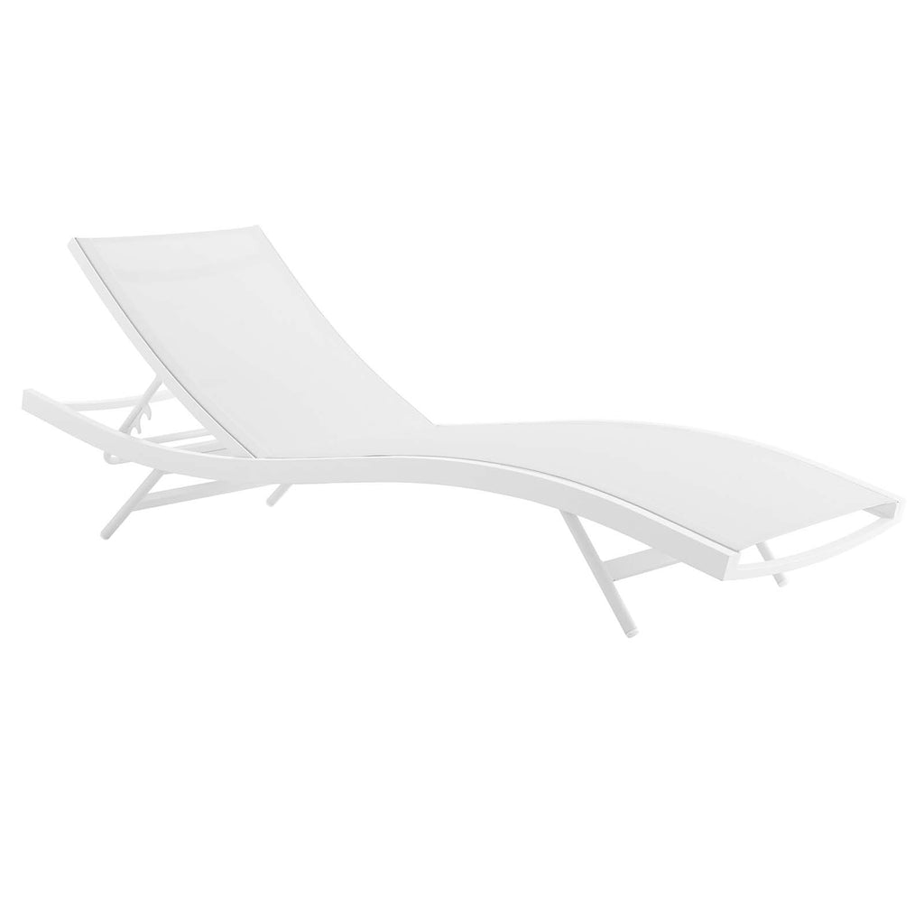 Glimpse Outdoor Patio Mesh Chaise Lounge Chair in White White