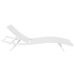 Glimpse Outdoor Patio Mesh Chaise Lounge Chair in White White