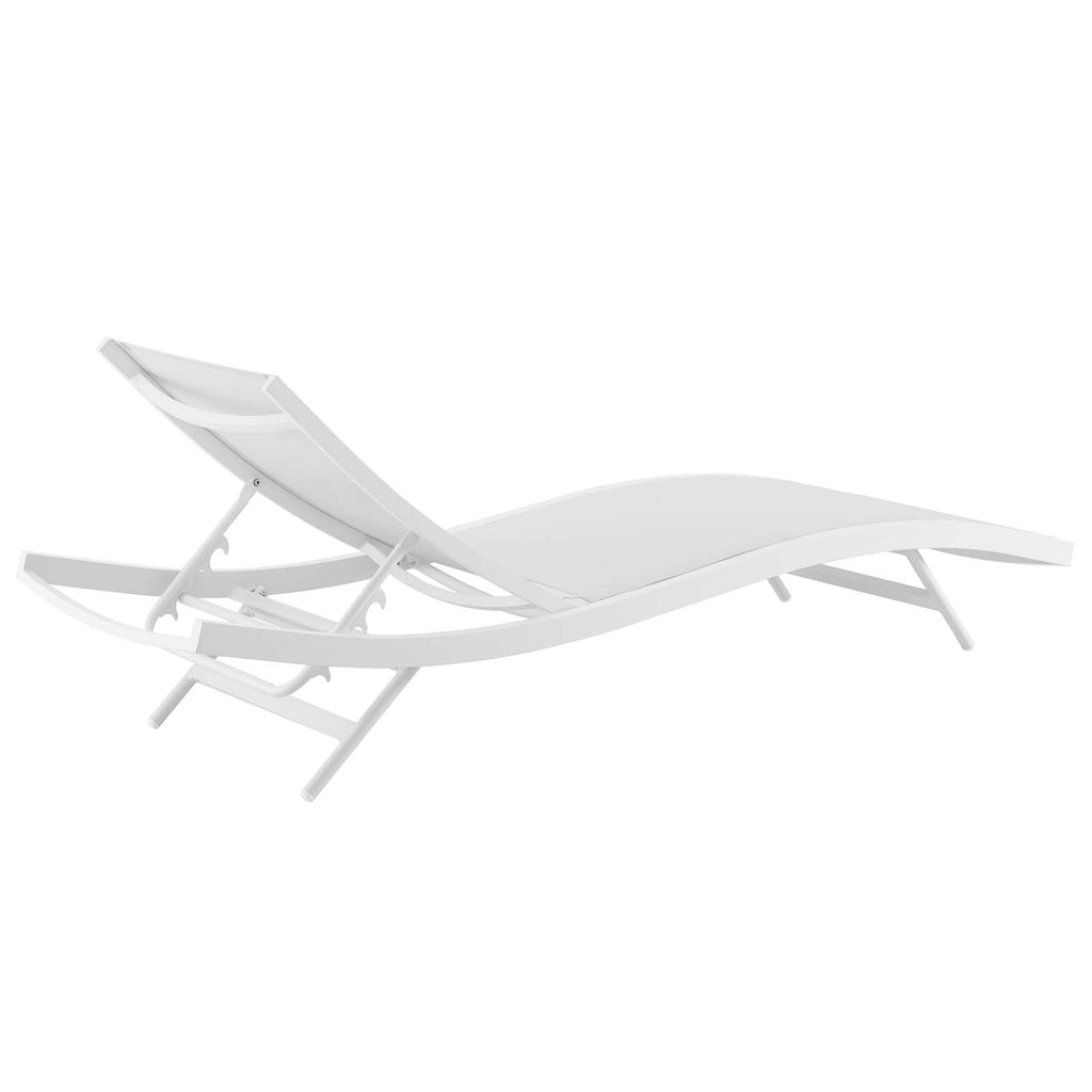 Glimpse Outdoor Patio Mesh Chaise Lounge Chair in White White