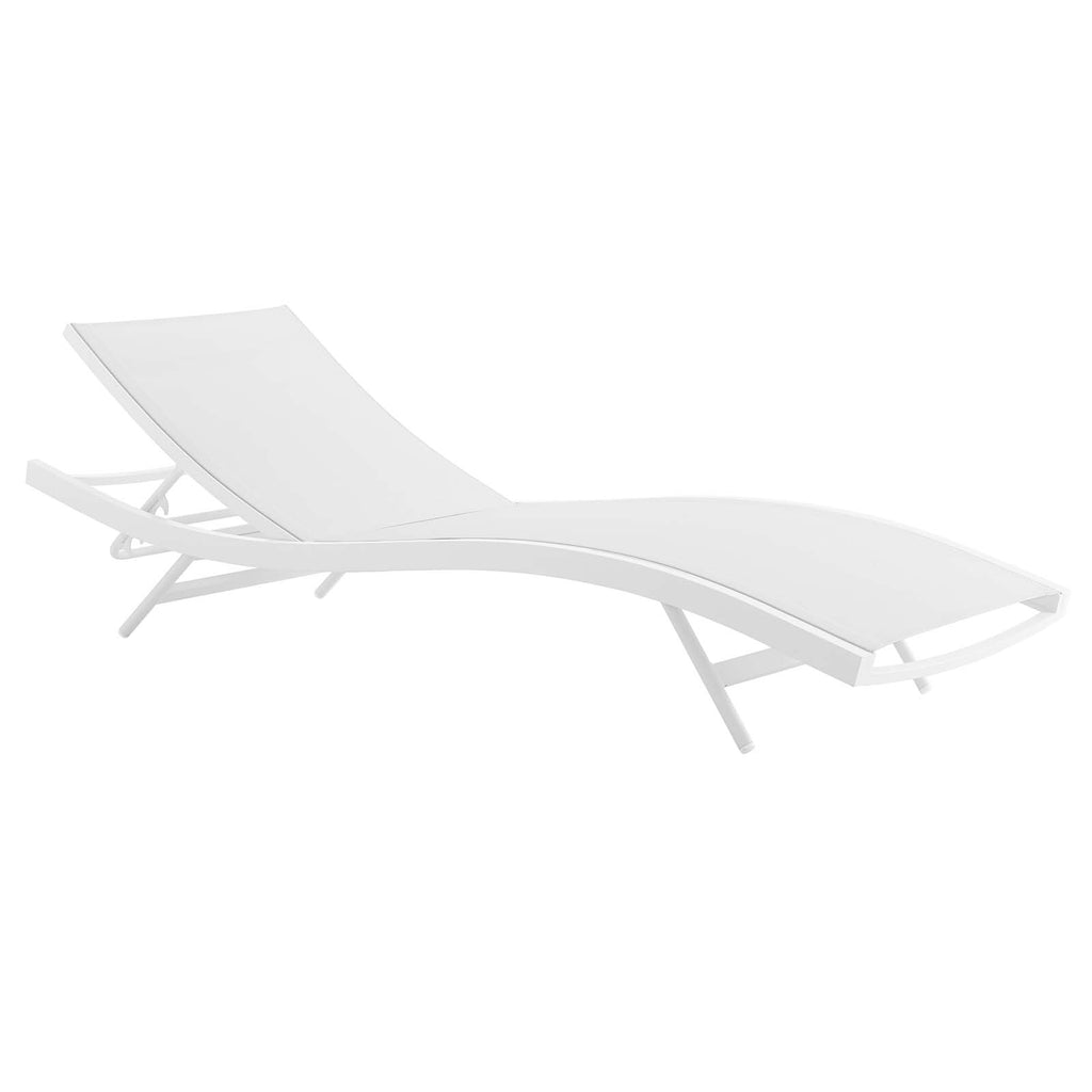 Glimpse Outdoor Patio Mesh Chaise Lounge Chair in White White