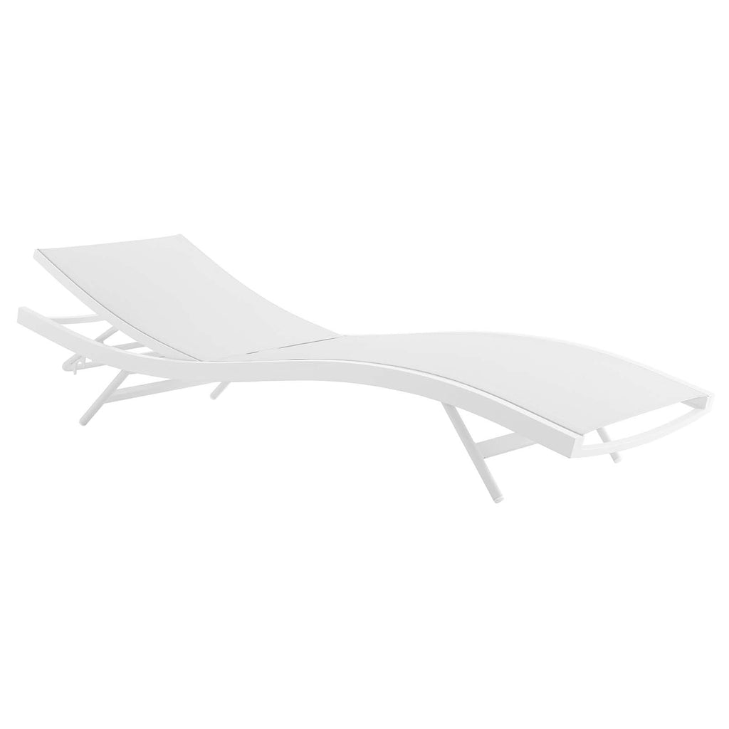 Glimpse Outdoor Patio Mesh Chaise Lounge Chair in White White