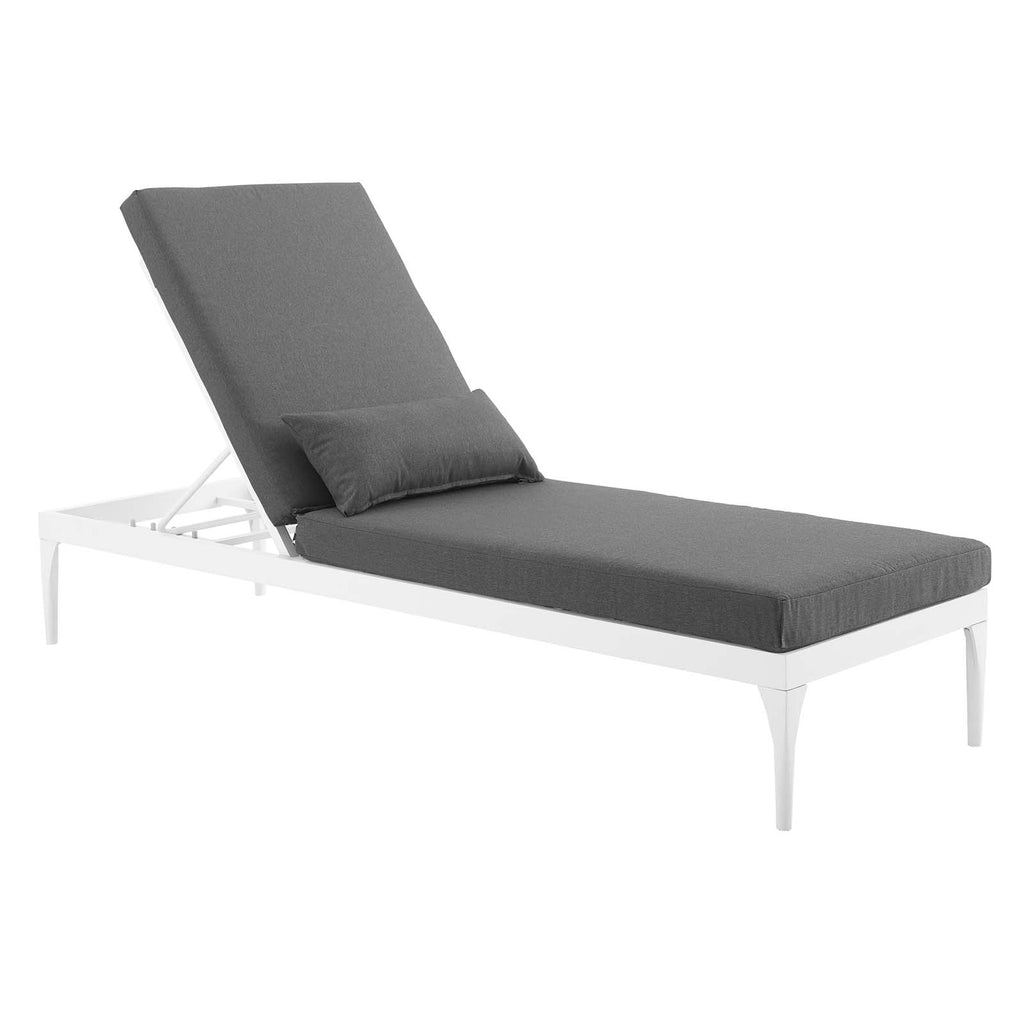 Perspective Cushion Outdoor Patio Chaise Lounge Chair in White Charcoal