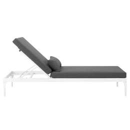 Perspective Cushion Outdoor Patio Chaise Lounge Chair in White Charcoal