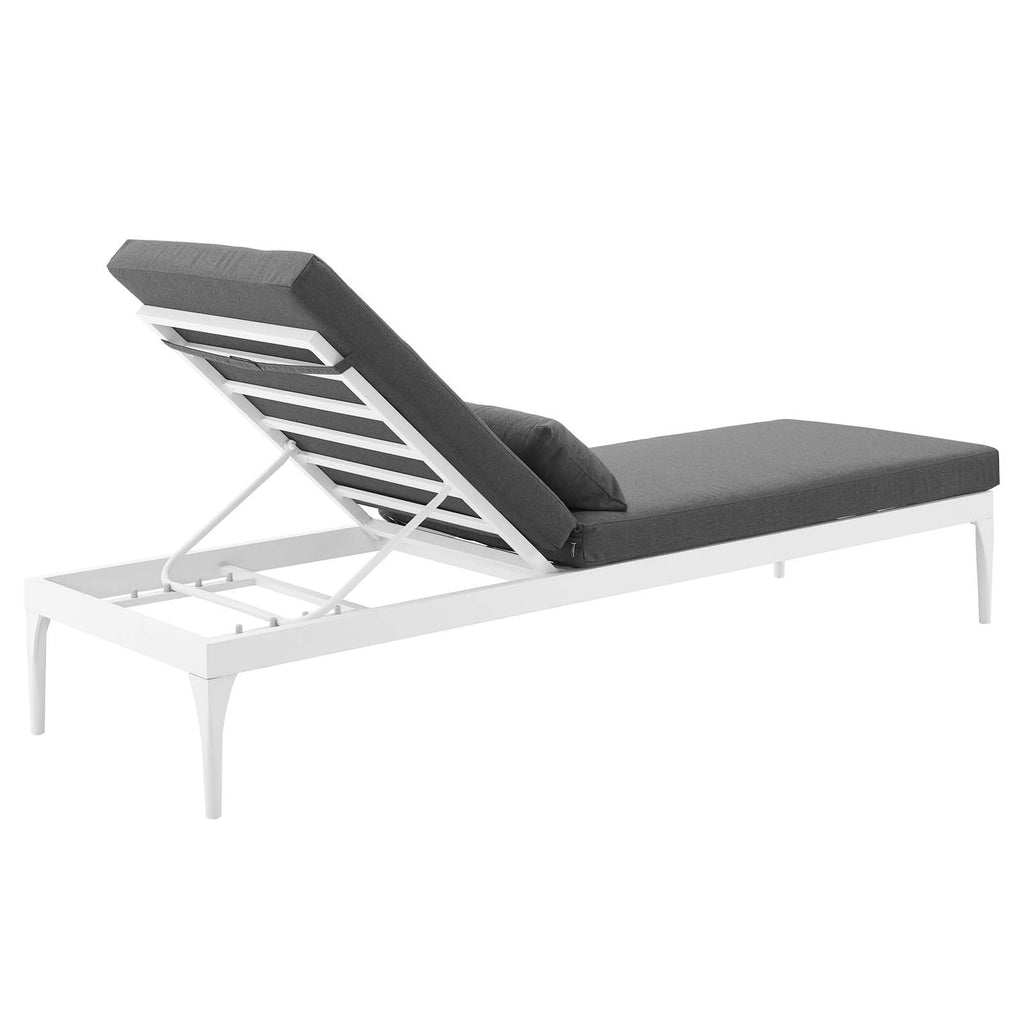 Perspective Cushion Outdoor Patio Chaise Lounge Chair in White Charcoal