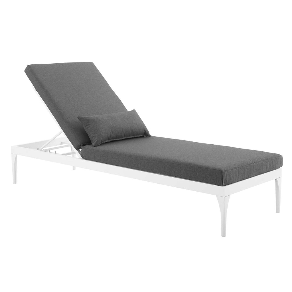 Perspective Cushion Outdoor Patio Chaise Lounge Chair in White Charcoal