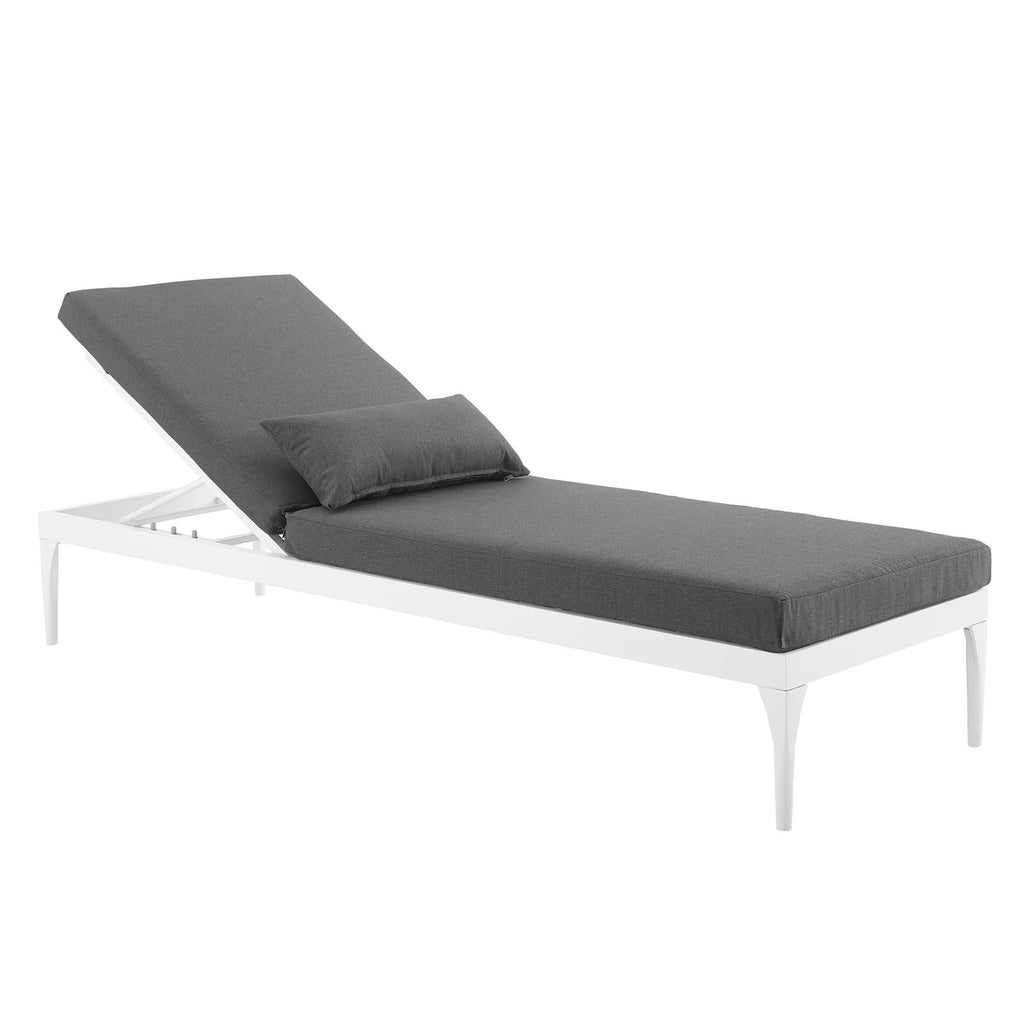 Perspective Cushion Outdoor Patio Chaise Lounge Chair in White Charcoal