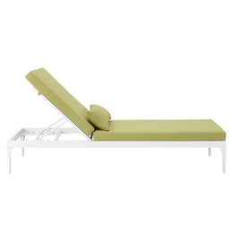 Perspective Cushion Outdoor Patio Chaise Lounge Chair in White Peridot