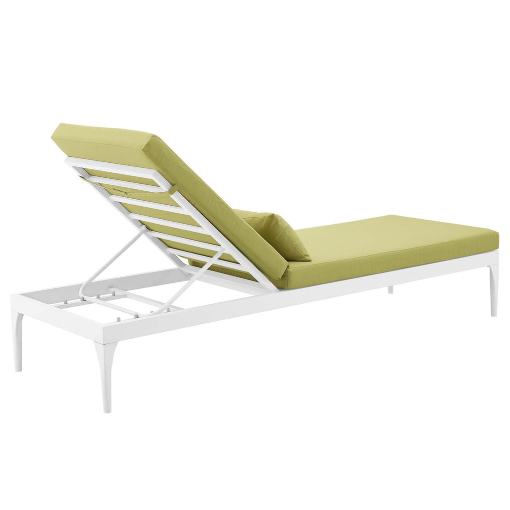 Perspective Cushion Outdoor Patio Chaise Lounge Chair in White Peridot