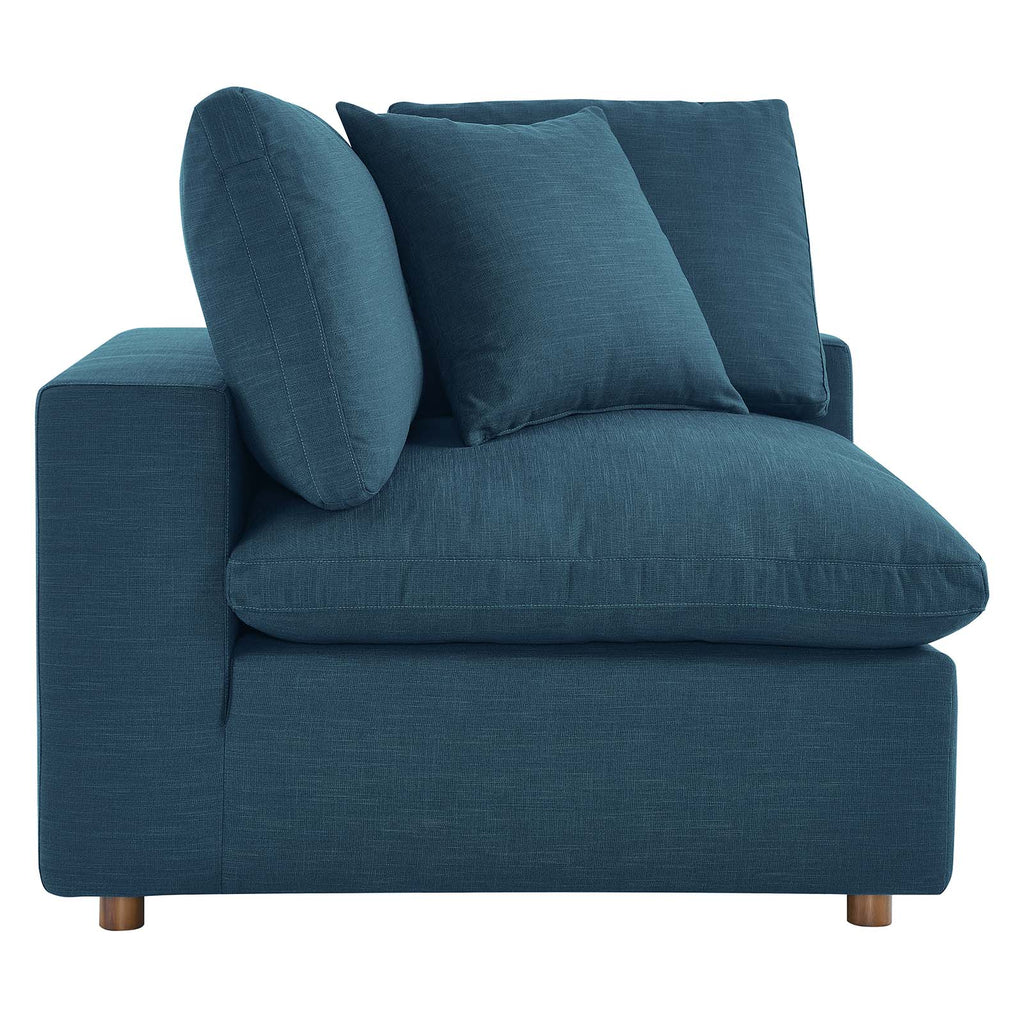 Commix Down Filled Overstuffed Corner Chair in Azure