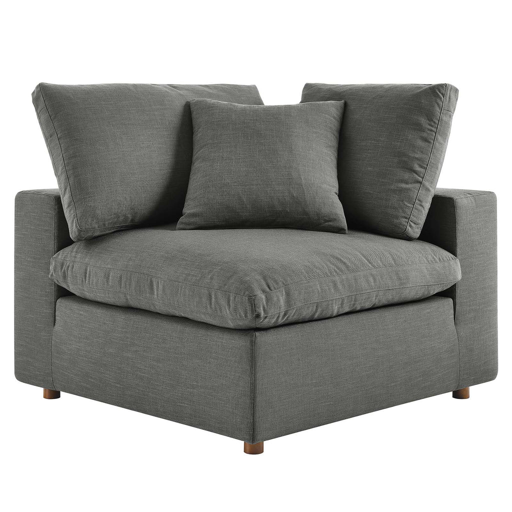 Commix Down Filled Overstuffed Corner Chair in Gray