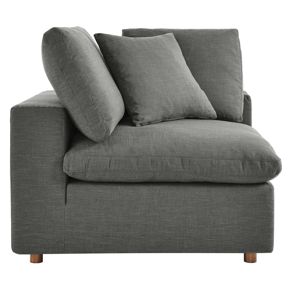 Commix Down Filled Overstuffed Corner Chair in Gray