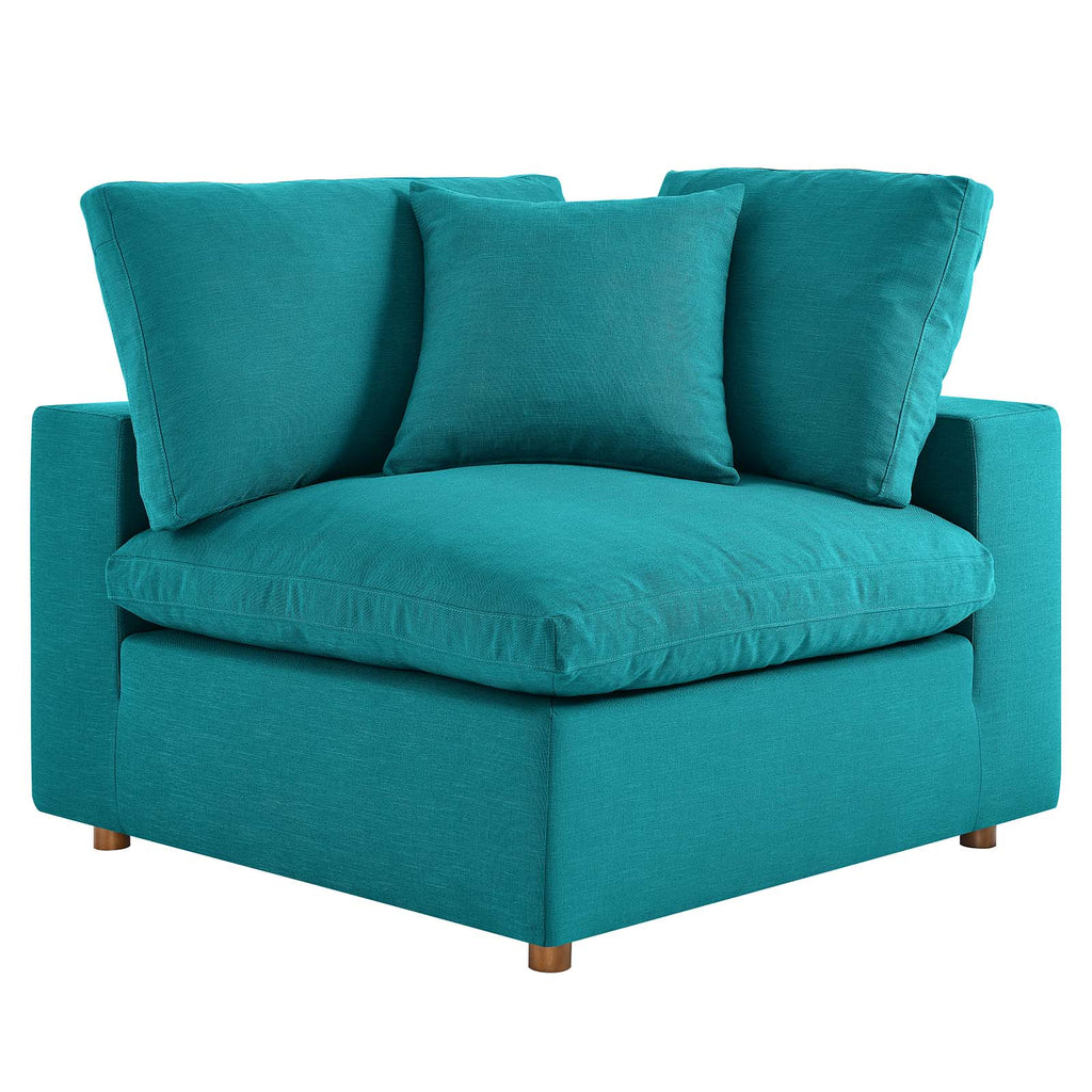 Commix Down Filled Overstuffed Corner Chair in Teal