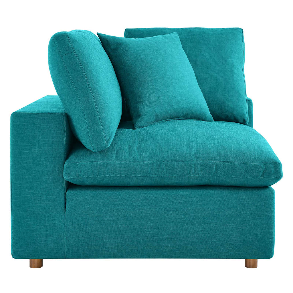 Commix Down Filled Overstuffed Corner Chair in Teal