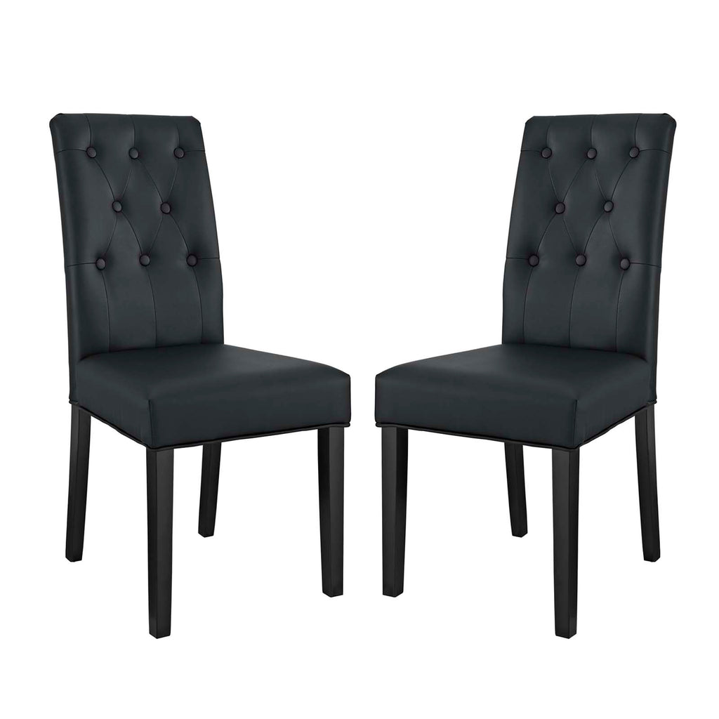 Confer Dining Side Chair Vinyl Set of 2 in Black