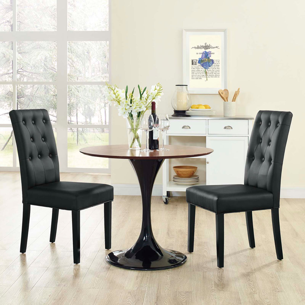 Confer Dining Side Chair Vinyl Set of 2 in Black