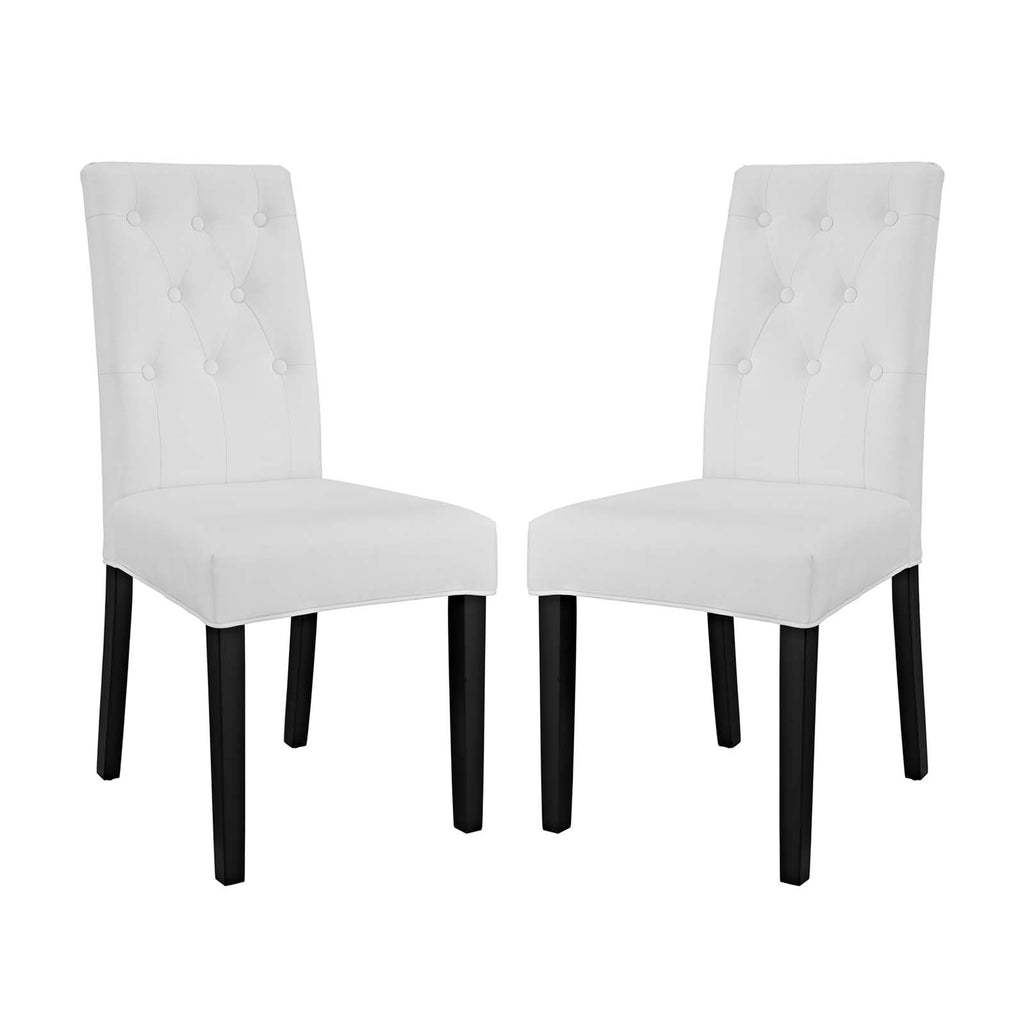 Confer Dining Side Chair Vinyl Set of 2 in White