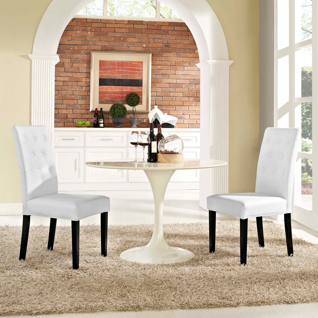 Confer Dining Side Chair Vinyl Set of 2 in White