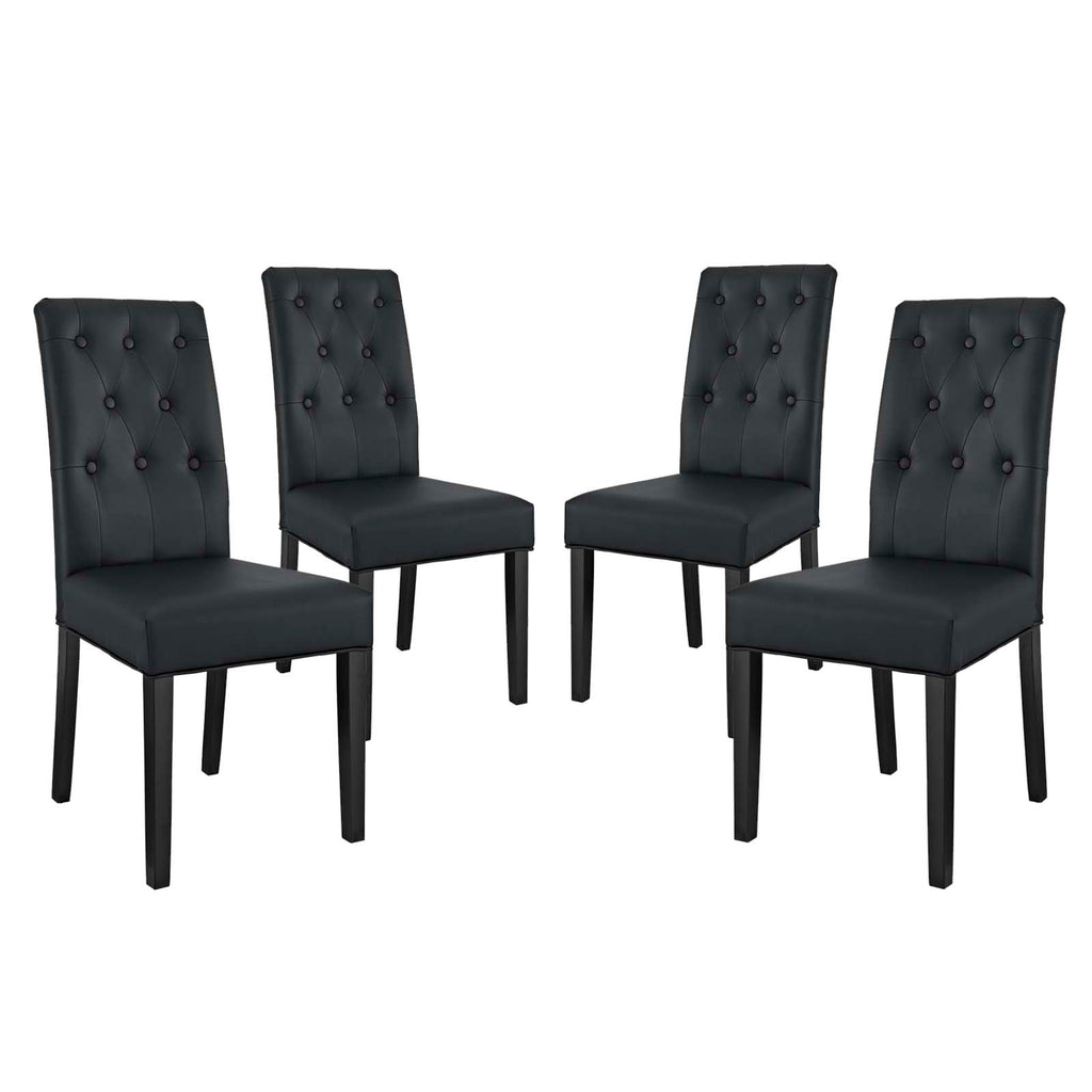 Confer Dining Side Chair Vinyl Set of 4 in Black