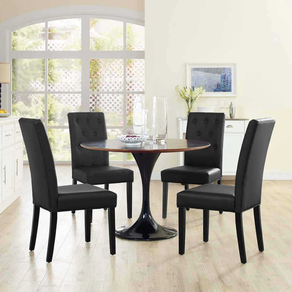 Confer Dining Side Chair Vinyl Set of 4 in Black