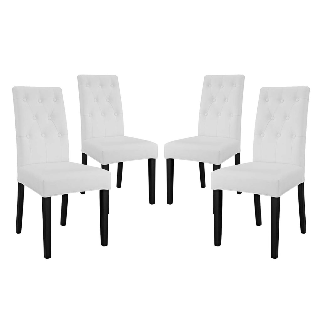 Confer Dining Side Chair Vinyl Set of 4 in White