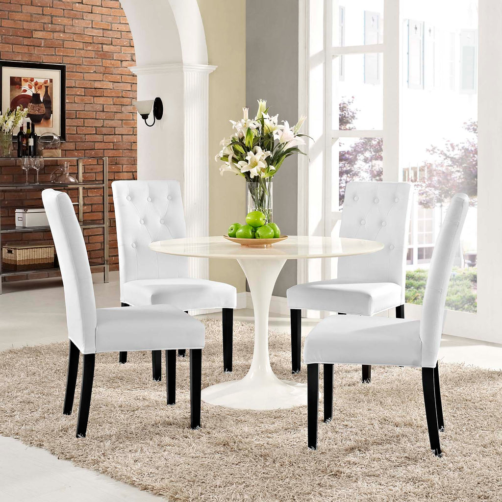 Confer Dining Side Chair Vinyl Set of 4 in White