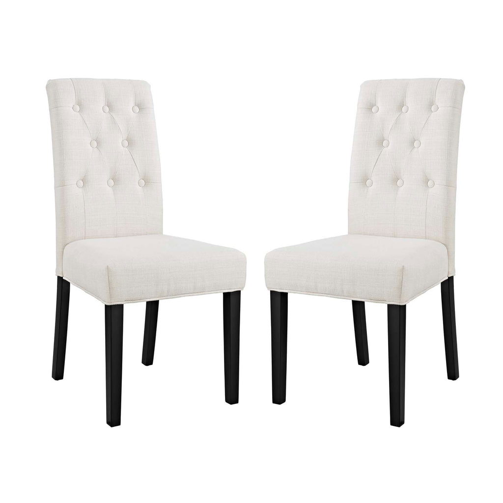 Confer Dining Side Chair Fabric Set of 2 in Beige