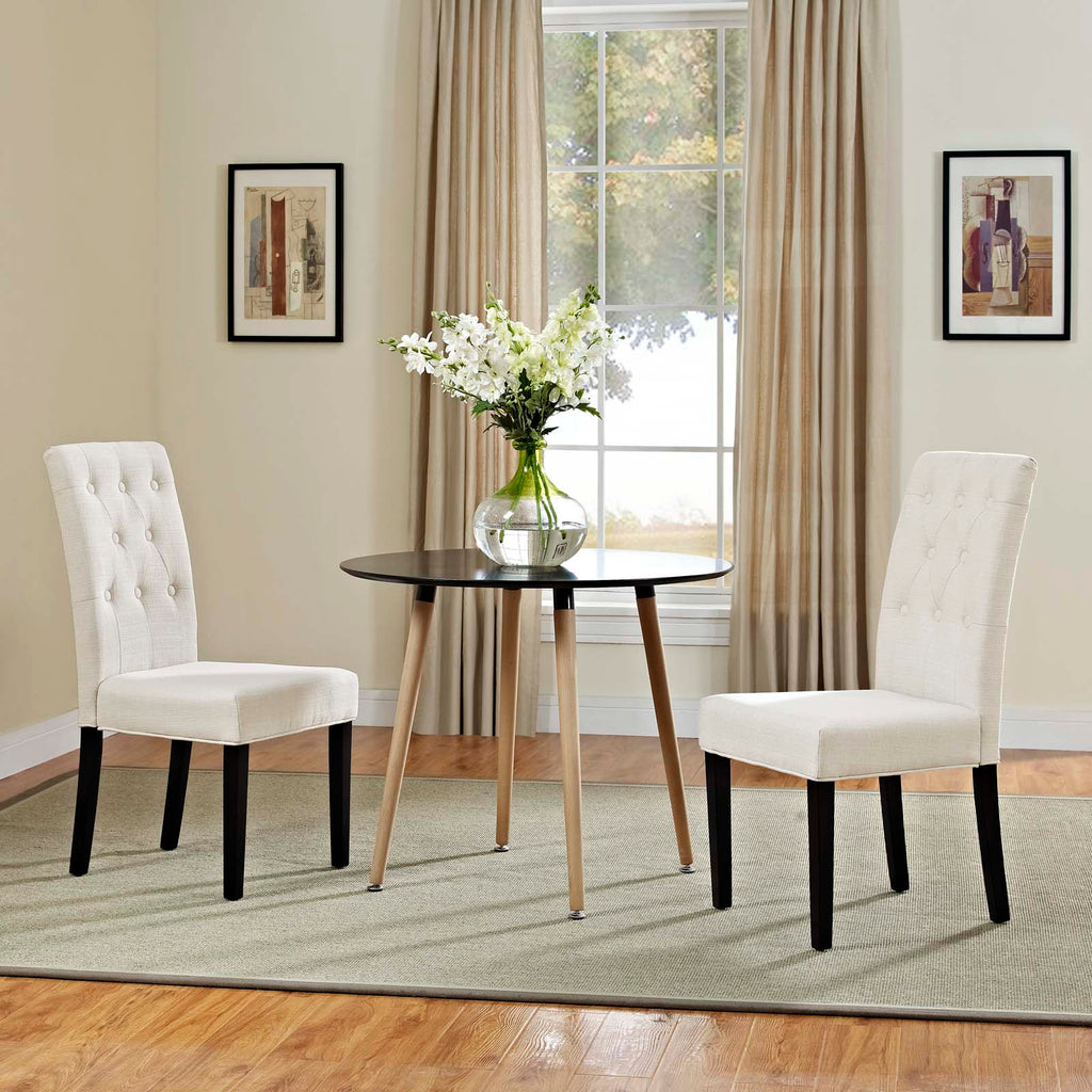 Confer Dining Side Chair Fabric Set of 2 in Beige