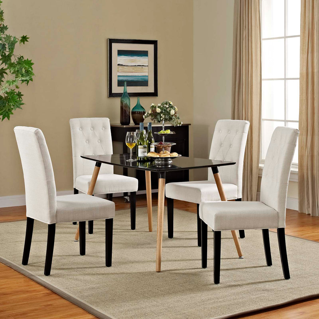 Confer Dining Side Chair Fabric Set of 4 in Beige