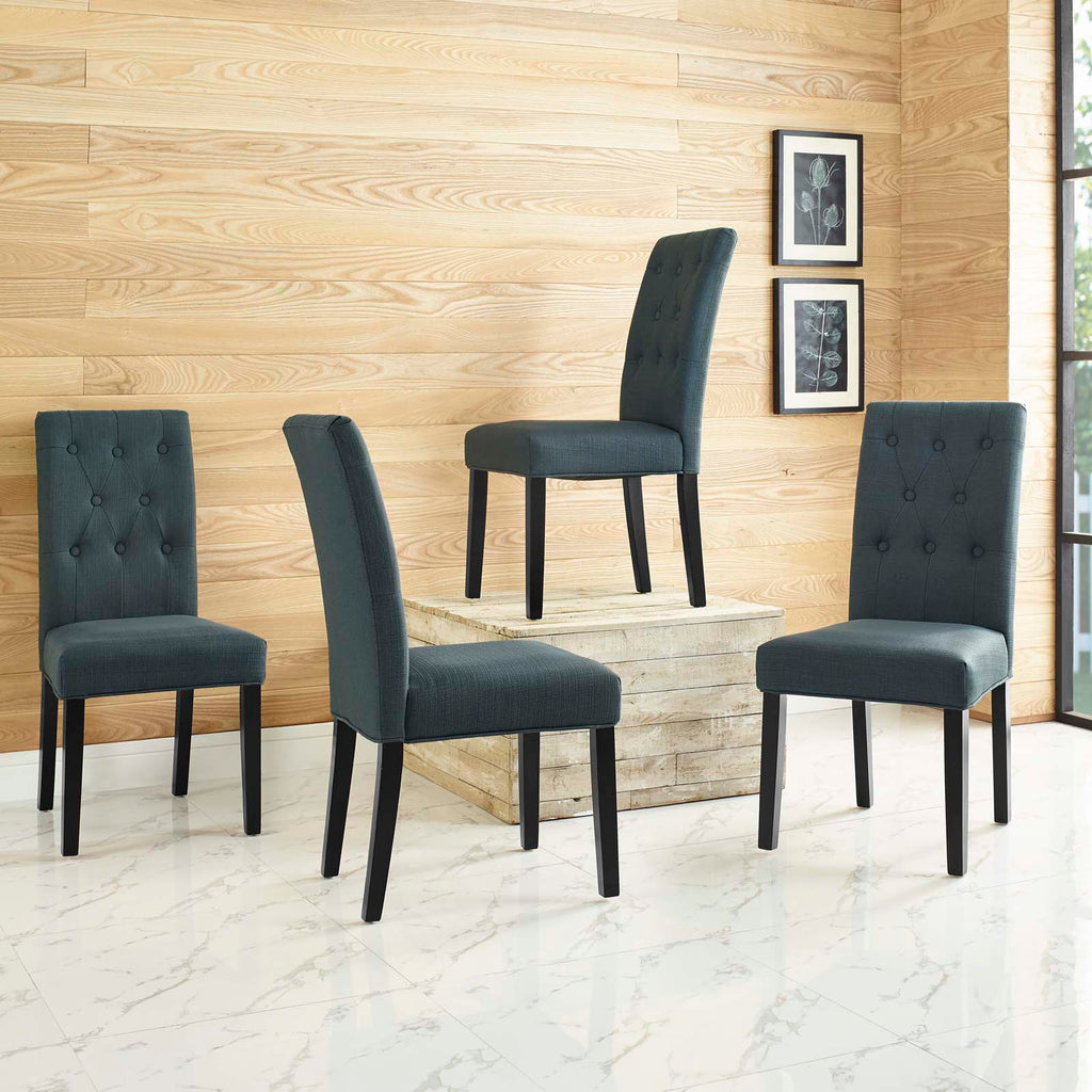 Confer Dining Side Chair Fabric Set of 4 in Gray