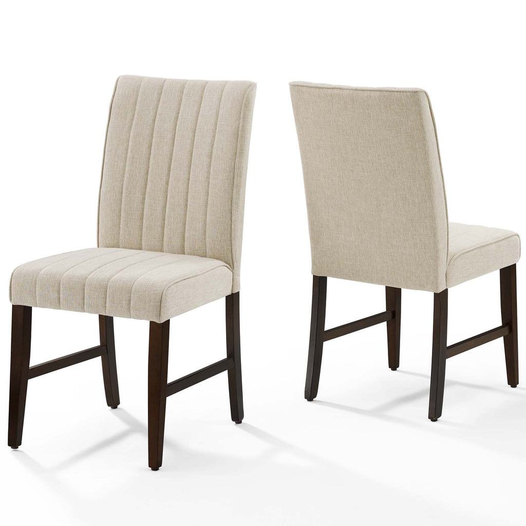 Motivate Channel Tufted Upholstered Fabric Dining Chair Set of 2 in Beige