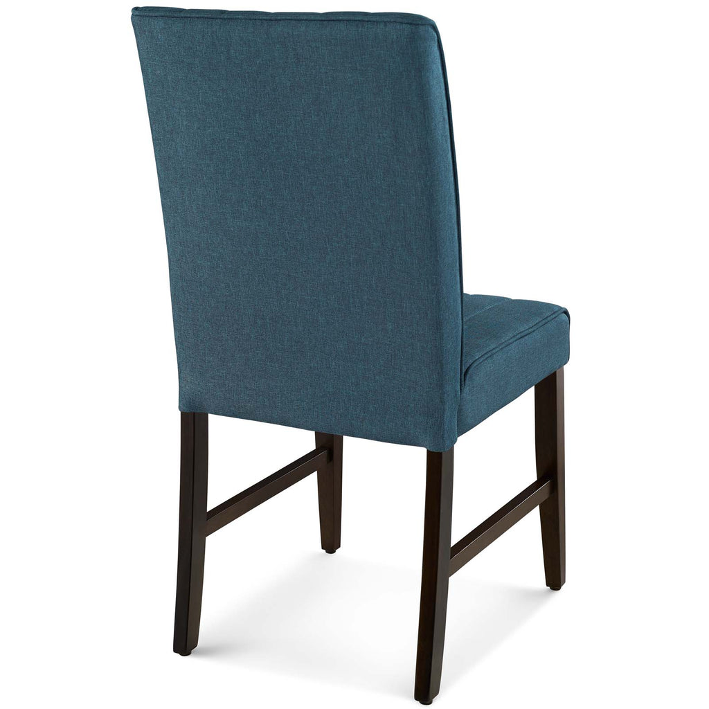 Motivate Channel Tufted Upholstered Fabric Dining Chair Set of 2 in Blue