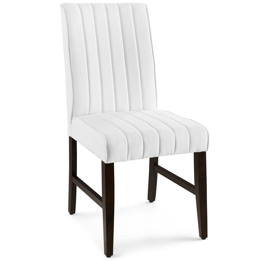 Motivate Channel Tufted Upholstered Fabric Dining Chair Set of 2 in White