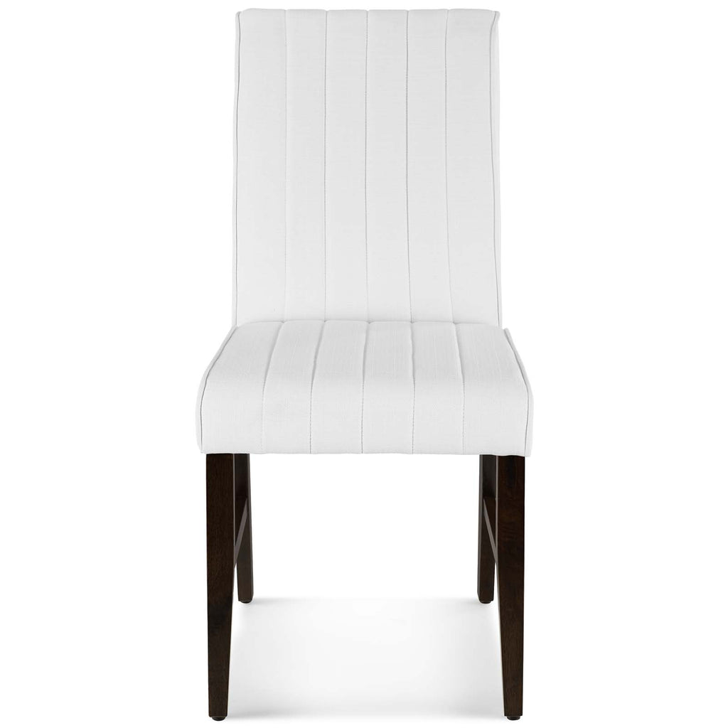 Motivate Channel Tufted Upholstered Fabric Dining Chair Set of 2 in White