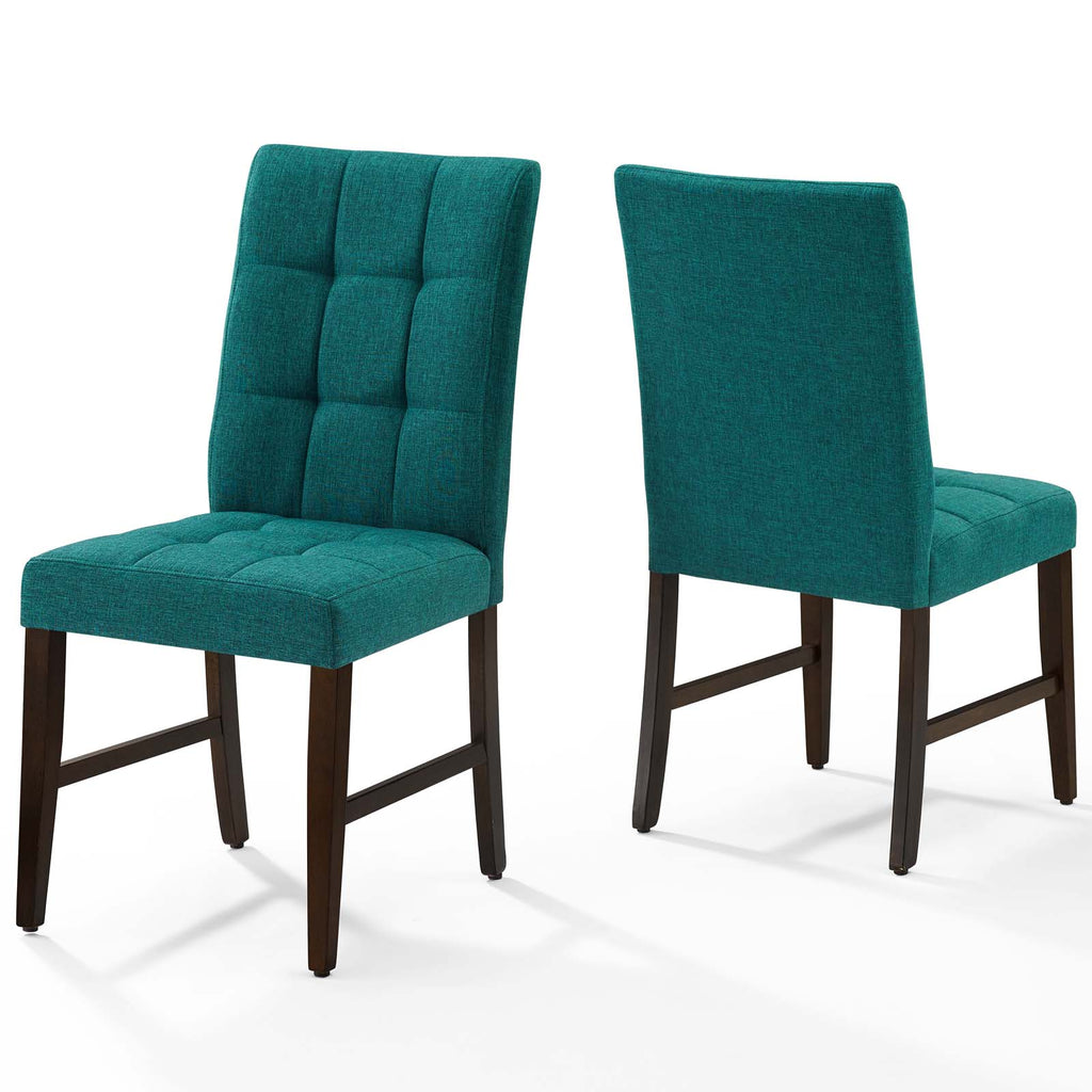 Promulgate Biscuit Tufted Upholstered Fabric Dining Chair Set of 2 in Teal