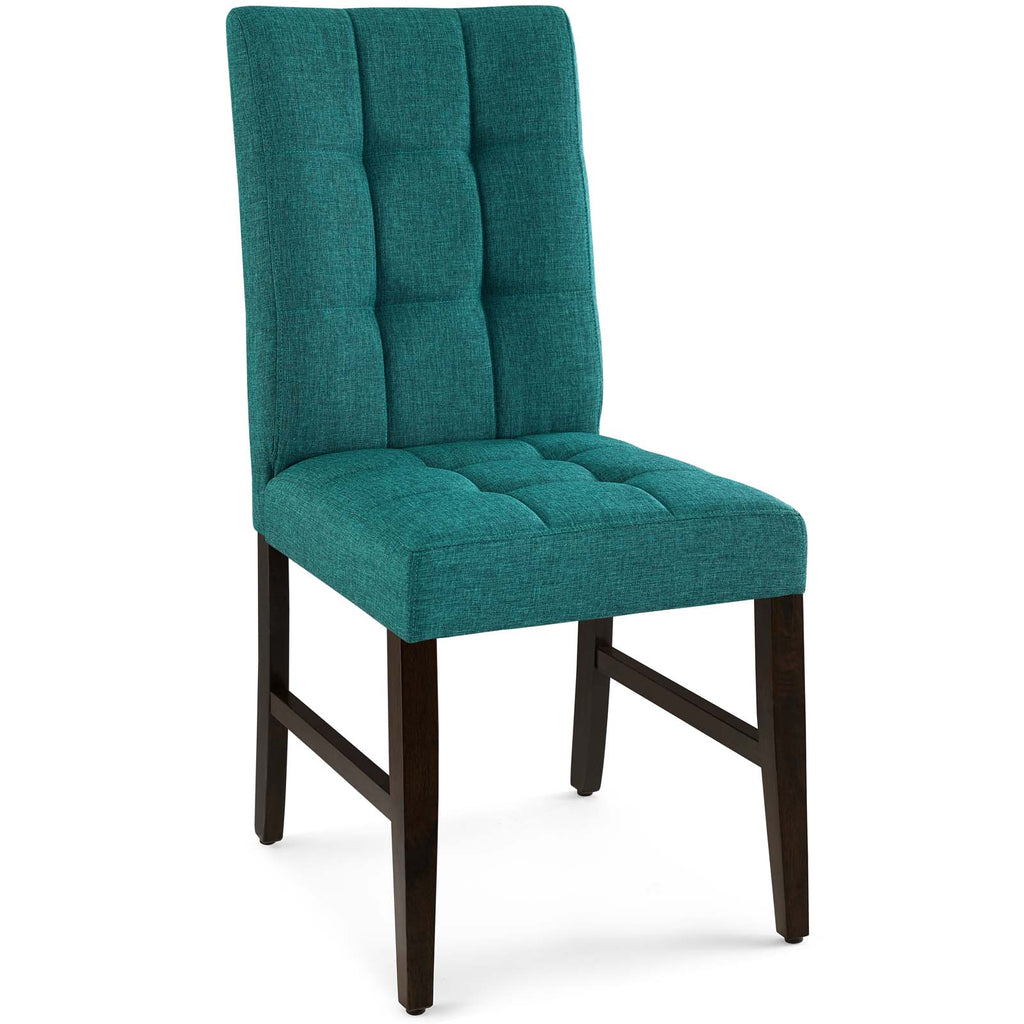 Promulgate Biscuit Tufted Upholstered Fabric Dining Chair Set of 2 in Teal