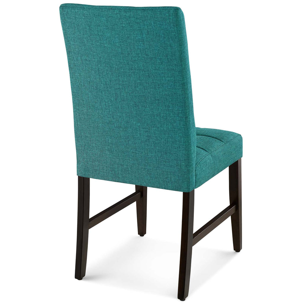 Promulgate Biscuit Tufted Upholstered Fabric Dining Chair Set of 2 in Teal