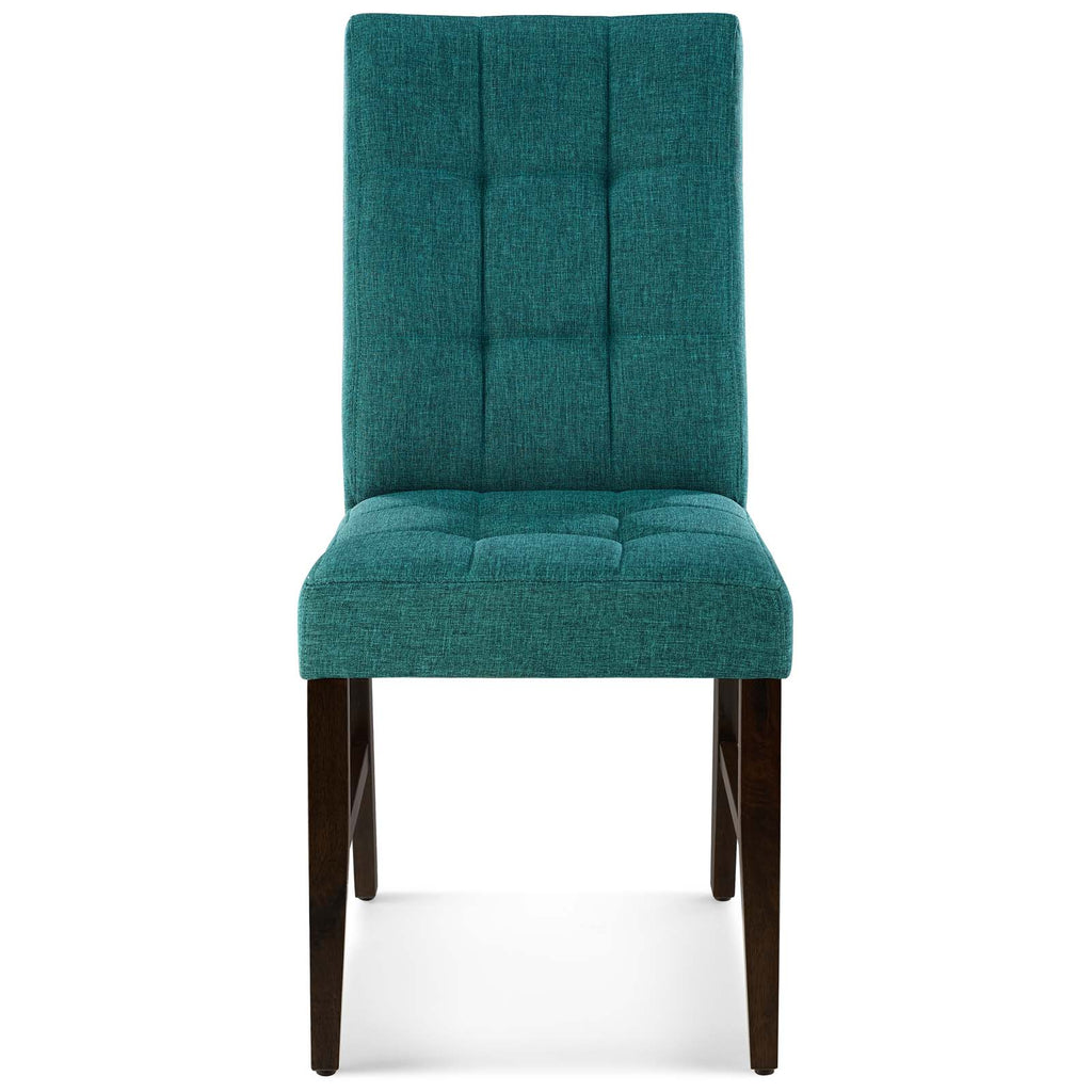 Promulgate Biscuit Tufted Upholstered Fabric Dining Chair Set of 2 in Teal