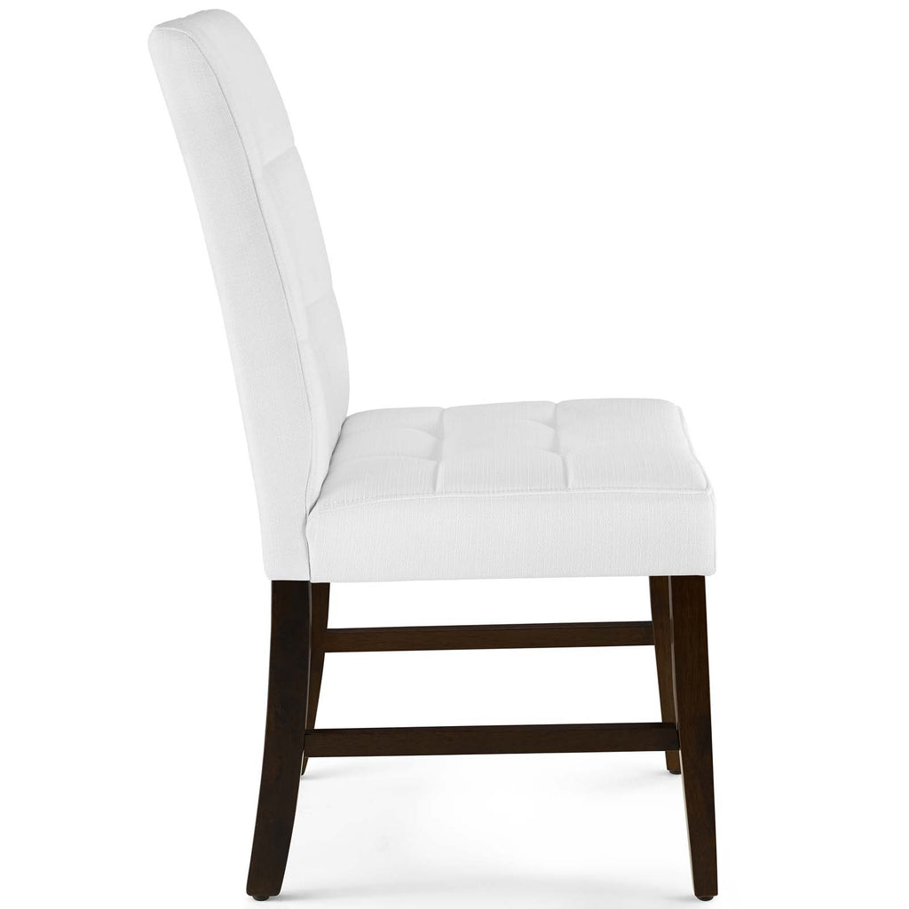 Promulgate Biscuit Tufted Upholstered Fabric Dining Chair Set of 2 in White