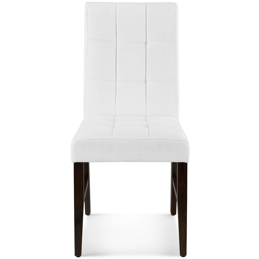 Promulgate Biscuit Tufted Upholstered Fabric Dining Chair Set of 2 in White