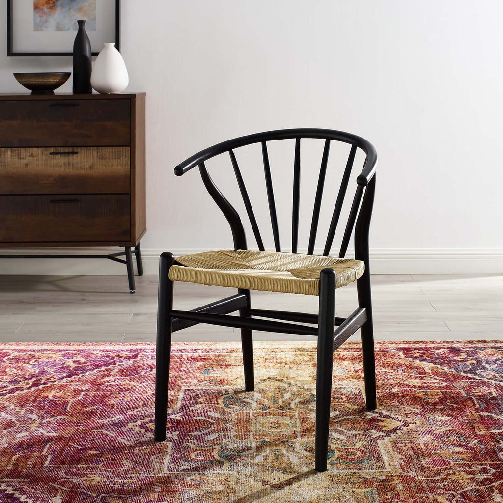Flourish Spindle Wood Dining Side Chair in Black