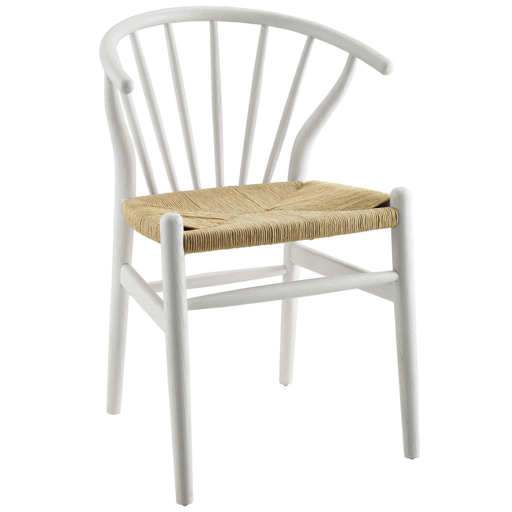 Flourish Spindle Wood Dining Side Chair in White