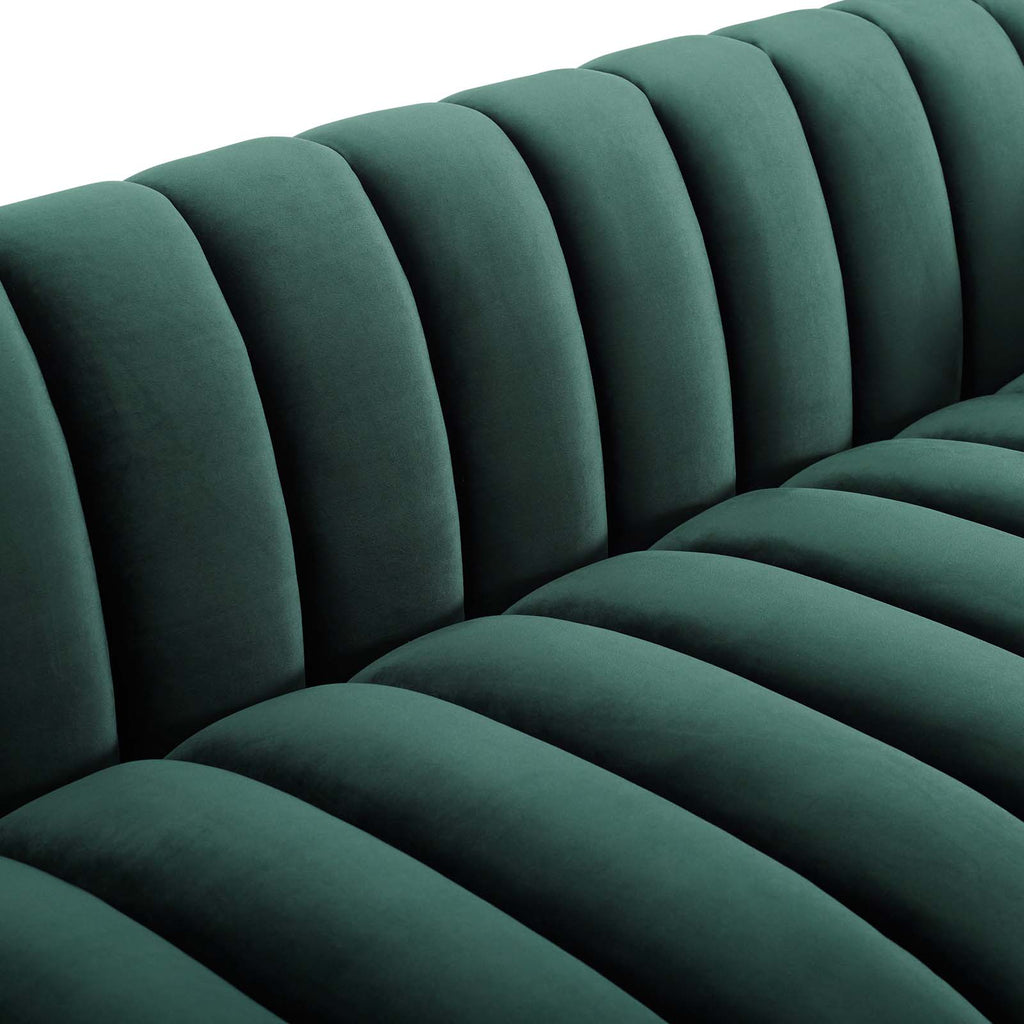 Entertain Vertical Channel Tufted Performance Velvet Sofa in Green