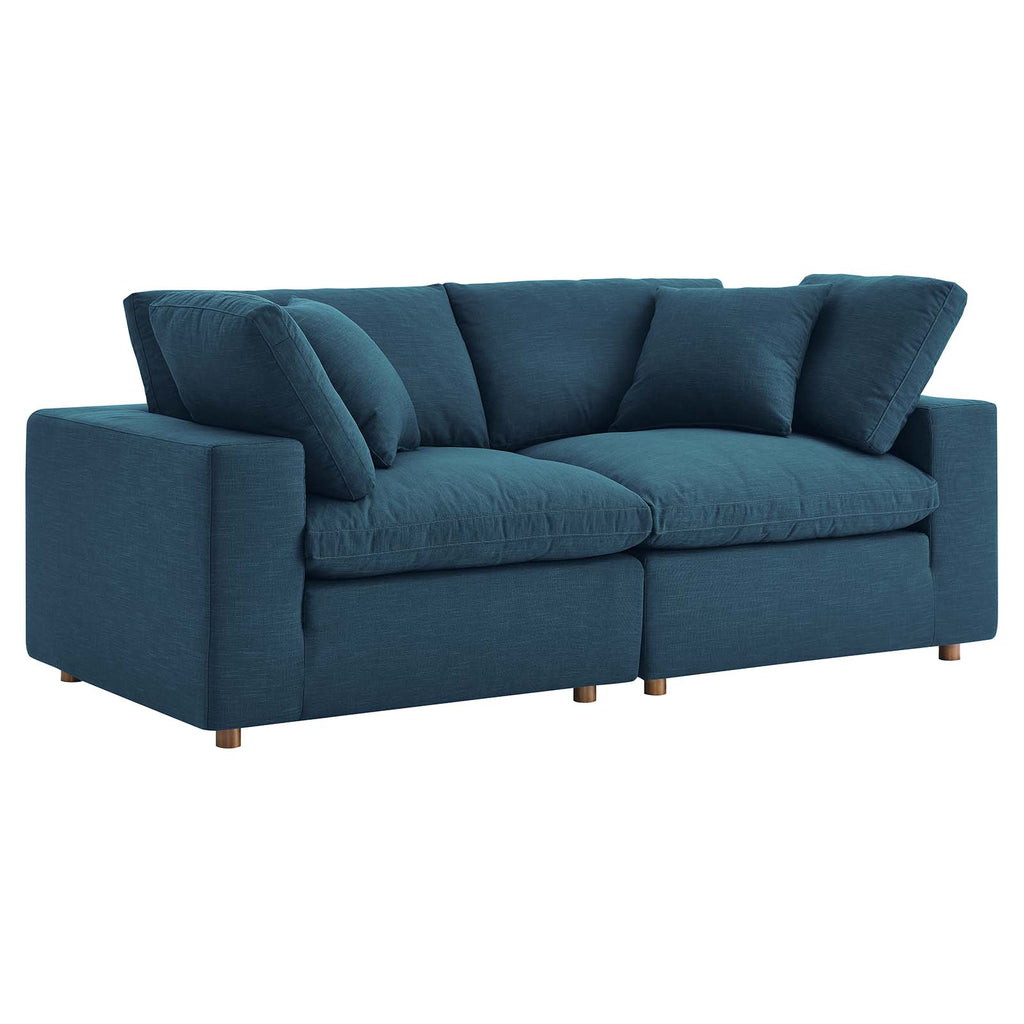 Commix Down Filled Overstuffed 2 Piece Sectional Sofa Set in Azure