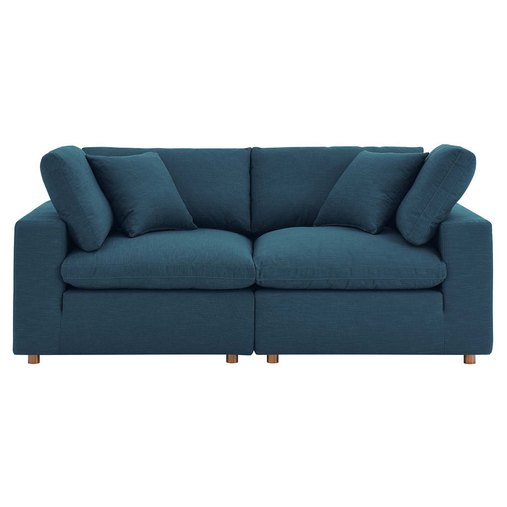 Commix Down Filled Overstuffed 2 Piece Sectional Sofa Set in Azure