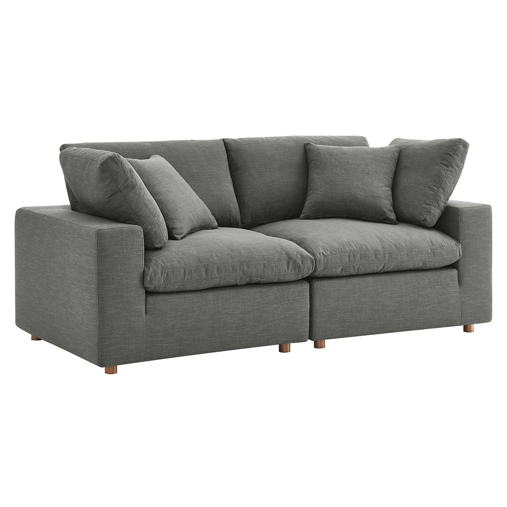 Commix Down Filled Overstuffed 2 Piece Sectional Sofa Set in Gray