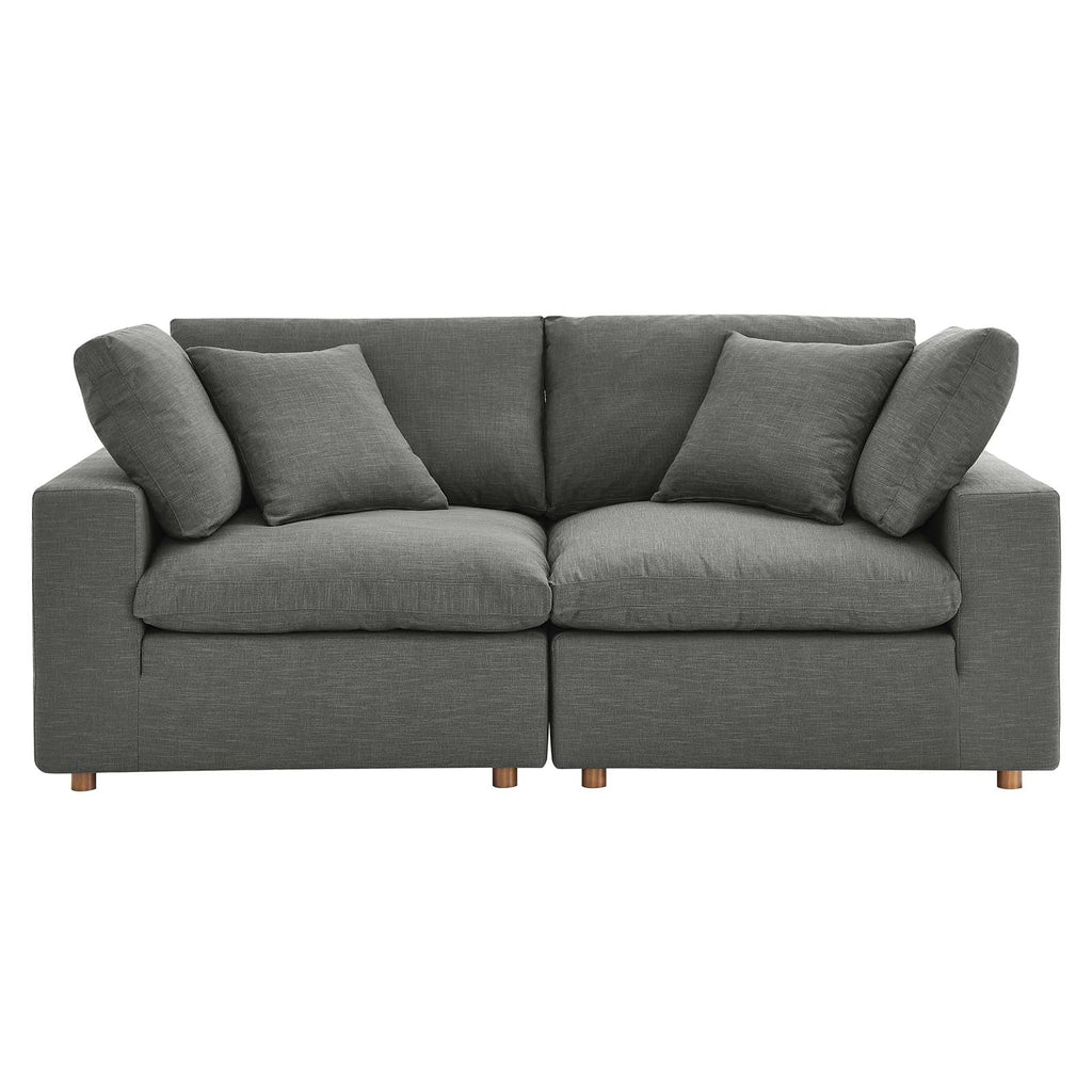Commix Down Filled Overstuffed 2 Piece Sectional Sofa Set in Gray